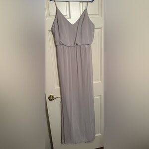 After Six Light Grey Chiffon Spaghetti Strap Maxi Dress